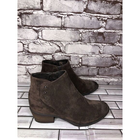 Josef Seibel Brown Suede Leather Side Zip Ankle Booties Heel Boots Women Sz 36EU - Picture 7 of 16